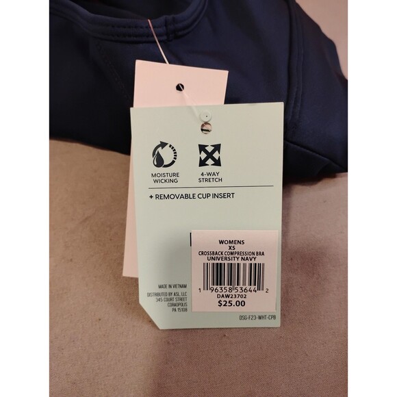 Women's DSG Medium Support Crossback Compression Sports Bra Navy XS - Picture 4 of 4